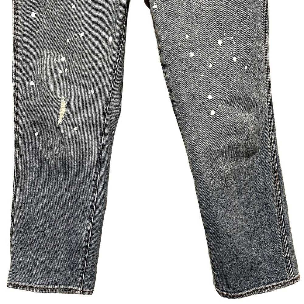 J. CREW POINT SUR Shoreditch‎ Straight Leg High Rise Jeans • 25 • blue, painted - Picture 4 of 10